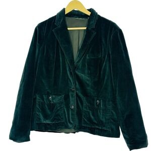 Eddie Bauer Velvet Blazer Jacket Deep Green Women's Size 8 Old Money Preppy